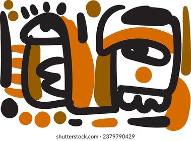 face that combines abstract and dreamlike features.illustrasi potrait vector
