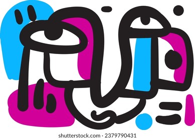 face that combines abstract and dreamlike features.illustrasi potrait vector