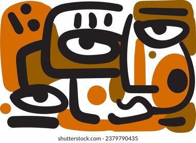 face that combines abstract and dreamlike features.illustrasi potrait vector