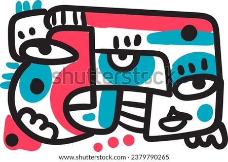 face that combines abstract and dreamlike features.illustrasi potrait vector