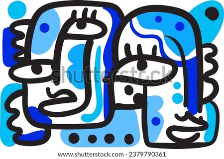 face that combines abstract and dreamlike features.illustrasi potrait vector