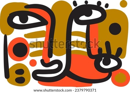face that combines abstract and dreamlike features.illustrasi potrait vector
