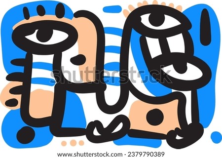 face that combines abstract and dreamlike features.illustrasi potrait vector