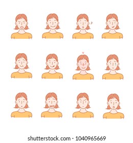 A face that reveals various emotions. hand drawn style vector doodle design illustrations.