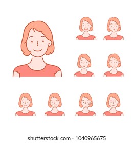 A face that reveals various emotions. hand drawn style vector doodle design illustrations.