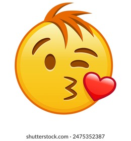 The face that sends a kiss Large size of yellow emoji smile with hair