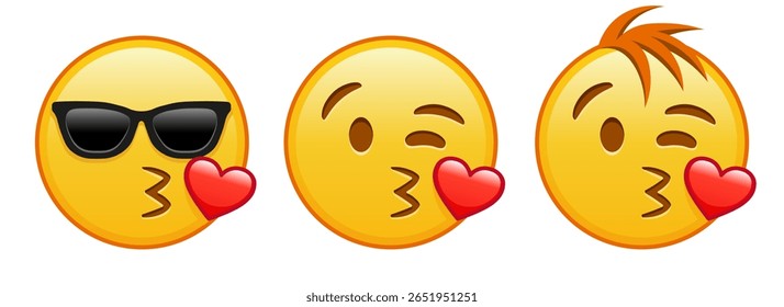 O rosto que envia um beijo Conjunto de três emojis