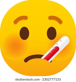 Cara con emoticono de vector thermometer