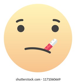 Face with Thermometer Emoticon Emoji Sign Face for Social network and apps