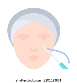 Face Threading Flat Design. Thread Lifting Procedure. For Plastic Surgery Clinic, Medical And Beauty Publications. Vector Illustration.