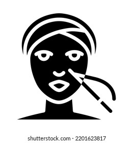 Face threading solid icons. Thread lifting procedure. For plastic surgery clinic, medical and beauty publications. Vector Illustration.
