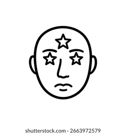 Face with three glowing stars symbolizing inner peace and spiritual calm