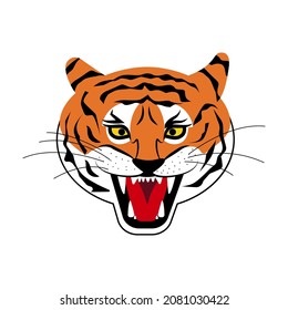 The face of a tiger. Flat style Vector Illustration.