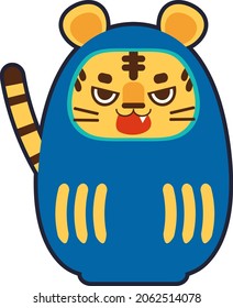 The face of a tiger with its mouth open in a blue dharma