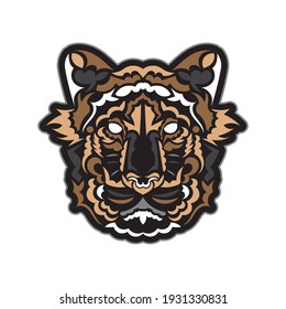 The face of a tiger on a white background. Tiger from Maori patterns. Exclusive corporate identity. Vector 