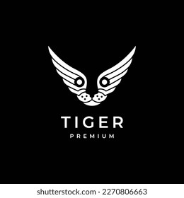face tiger with wings bird modern logo design icon vector illustration
