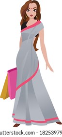 Face of today's young Indian woman in saree.