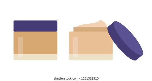 Face tonal basis in the open and closed cans with twist lid vector icon flat illustration isolated on white