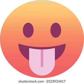 Face com ícone emoji língua. Cores modernas, elemento popular para mídias sociais e designs digitais. Emoticon, elemento isolado.