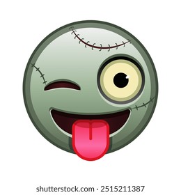 Face with tongue hanging out and winking eye Large size of zombie halloween emoji