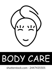 Face, towel, eyelashes icon. Essence of body care, health, and beauty, girl, woman, hair, figure, skin care, simplicity, physical health and self confidence. Korean cosmetics, personal care concept.