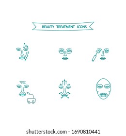 Face treatment icons for beauty salon, manufacture of professional cosmetic product, for presentation and workshops, Web stores, web shop icon. Vector stock illustration isolated on background. EPS10