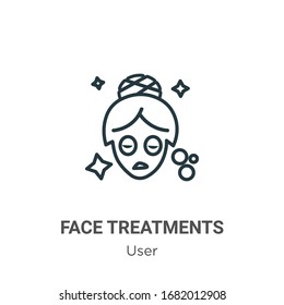 Face treatments outline vector icon. Thin line black face treatments icon, flat vector simple element illustration from editable user concept isolated stroke on white background