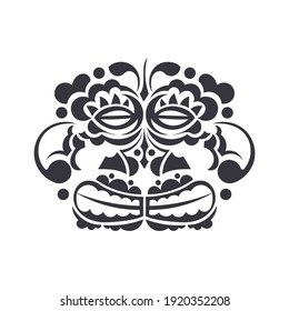 Face Tribal Polynesian tattoo style. Mask Pattern of Maori and Polynesian culture. Handmade. Vector 