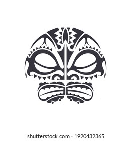 Face Tribal Polynesian tattoo style. Mask Pattern of Maori and Polynesian culture. Handmade. Vector illustration.