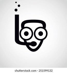 face with a tube for diving.vector illustration.