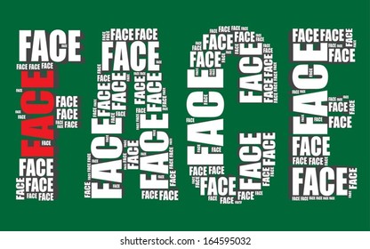 face typography 3d text word art vector illustration face word cloud
