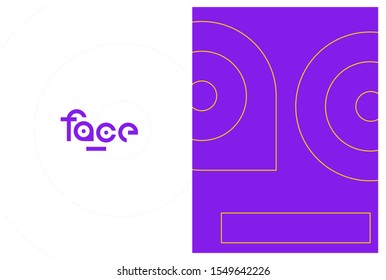 Face typography logo design concept template vector. Flat vector face typeface symbol sign for mobile concept and web apps design. Typographic logo.