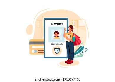 Face Unlock and pin Security Vector Illustration concept. Flat illustration isolated on white background.