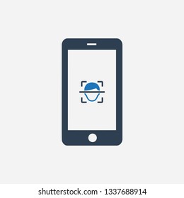 face unlock technology in mobile phone icon.