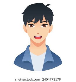 Face vector art, Young smiling man avatar