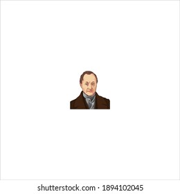 
face vector from auguste comte, for animation in history books, A face vector