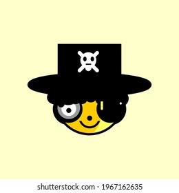 Face vector design of a cute pirate wearing a skull hat