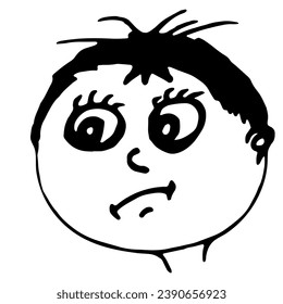 face vector doodle of a boy character with surprised eyes