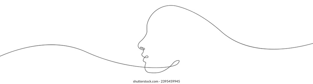 Face vector drawing with one line. Face continuous drawing vector. Face shape vector icon. Face linear icon design.