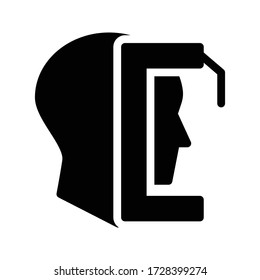 icono plano de glifo de vector facial 