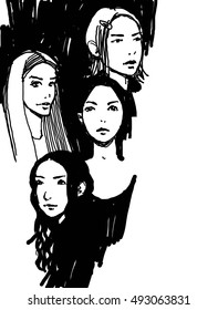 face. Vector hand-drawn sketch.