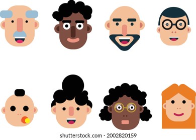 vector de cara, icono de cara, carácter de cara. icono del personaje, vektor de la familia, persona y avatar