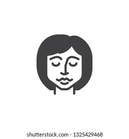 Face vector icon. filled flat sign for mobile concept and web design. Woman face with closed eyes glyph icon. Symbol, logo illustration. Pixel perfect vector graphics