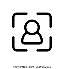 Face vector id biometric icon facial recognition for apps and websites. system sign detection symbol scanning process identification of person.