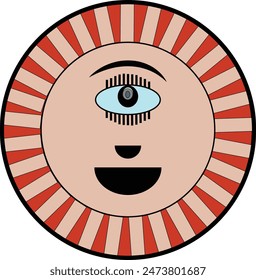 Face vector illustration profile picture icon one eye face