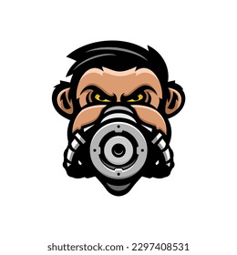 face vector wearing gas mask, game vector