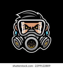 face vector wearing gas mask, game vector