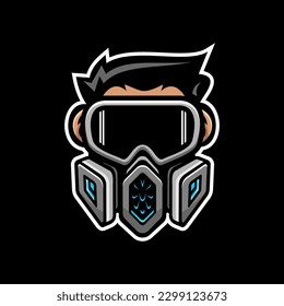 face vector wearing gas mask, game vector