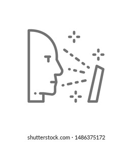 Face verification for unlock smartphone, face scanning line icon.