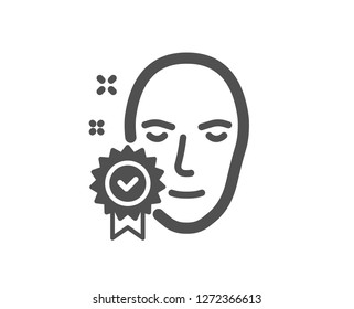 Face verified icon. Access granted sign. Facial identification success symbol. Quality design element. Classic style icon. Vector